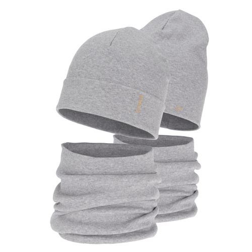 Ensemble automne/printemps garçon: bonnet et snood, coton, gris, Desider