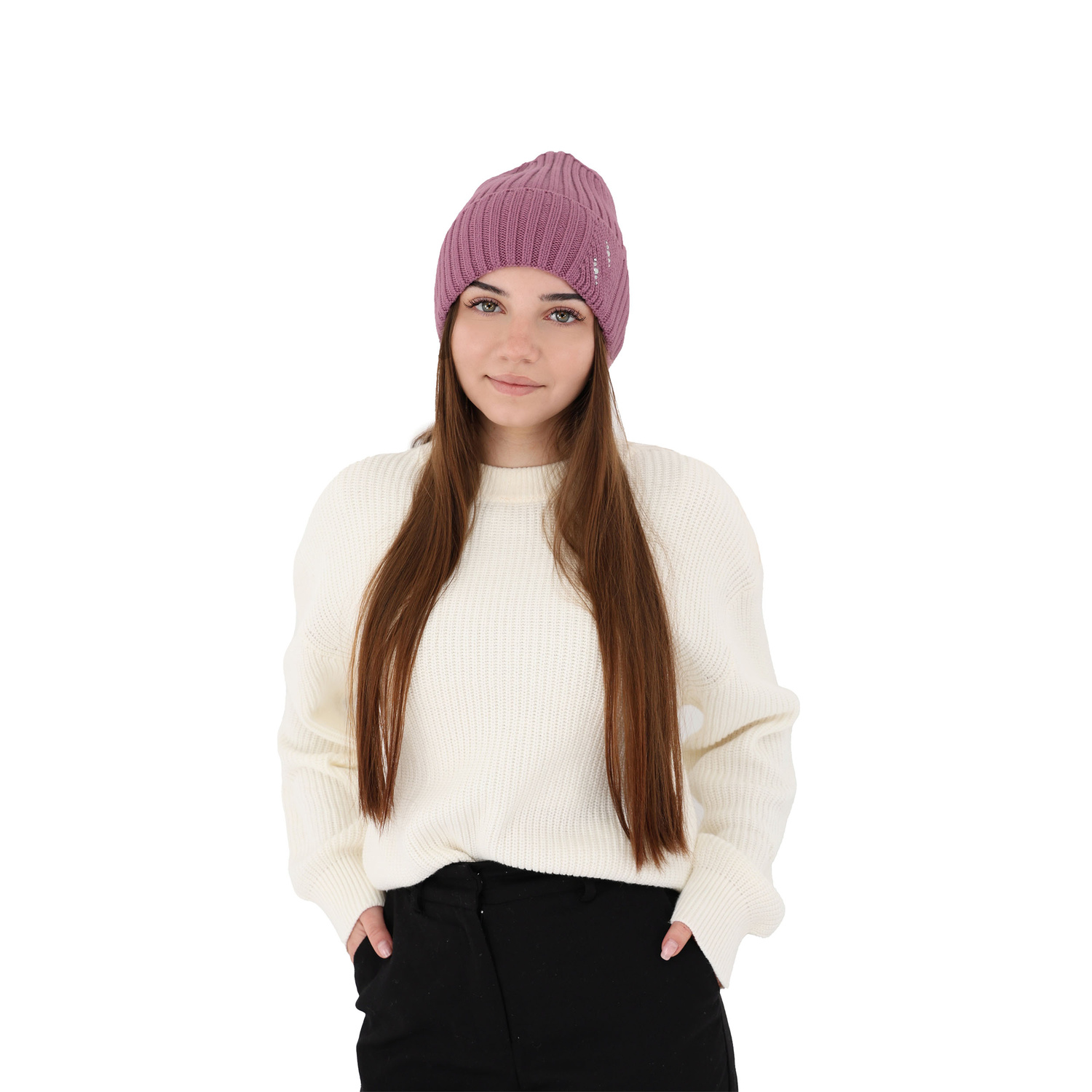 Bonnet d'hiver femme, bordó, avec laine mérinos, Ariga