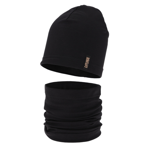 Ensemble automne/printemps garçon: bonnet et snood, noir, Hobart