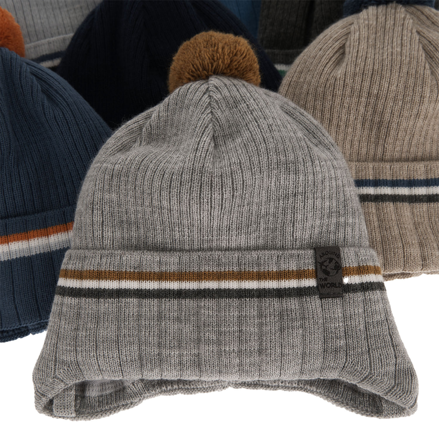 Bonnet automne/printemps garçon, bleu, avec pompon, avec liens, Vesper