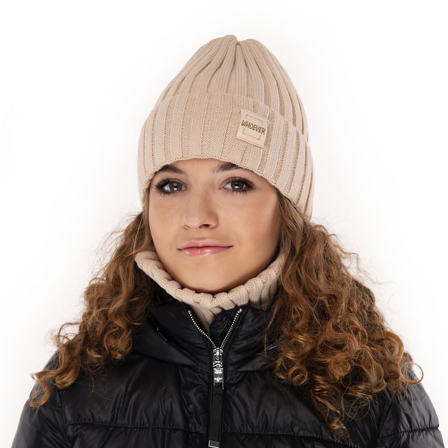 Ensemble d'hiver fille: bonnet et snood, noir, Sula