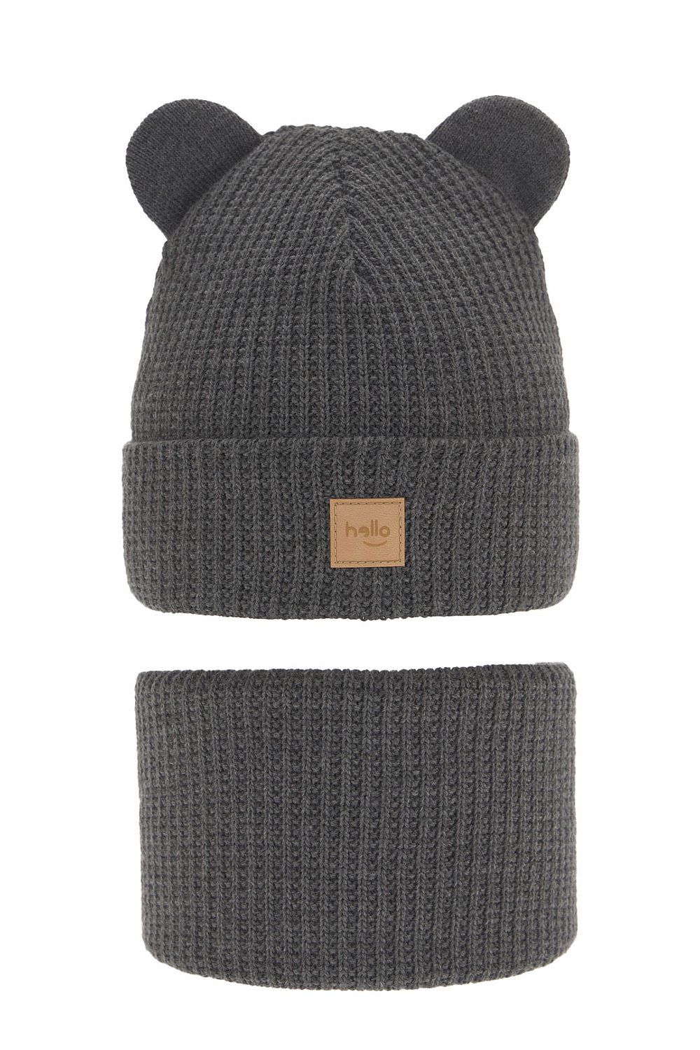 Ensemble d'hiver garçon: bonnet et snood, gris foncé, Michael