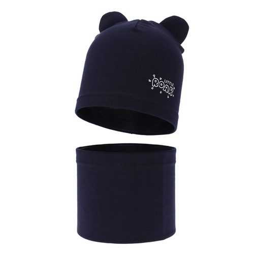 Ensemble automne/printemps garçon: bonnet et snood, bleu marine, Cymes