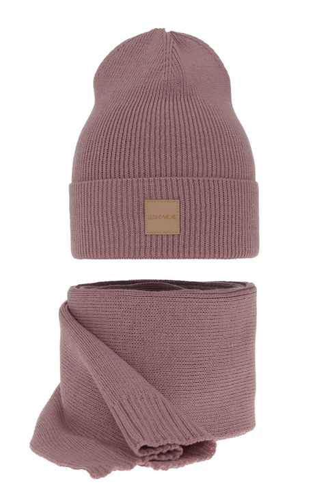 Ensemble d'hiver femme: bonnet et écharpe, violet, Nathalie