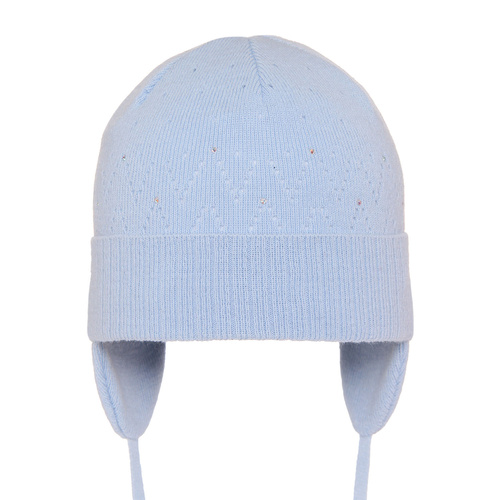 Bonnet automne/printemps fille, bleu, avec liens, ajouré, Apka