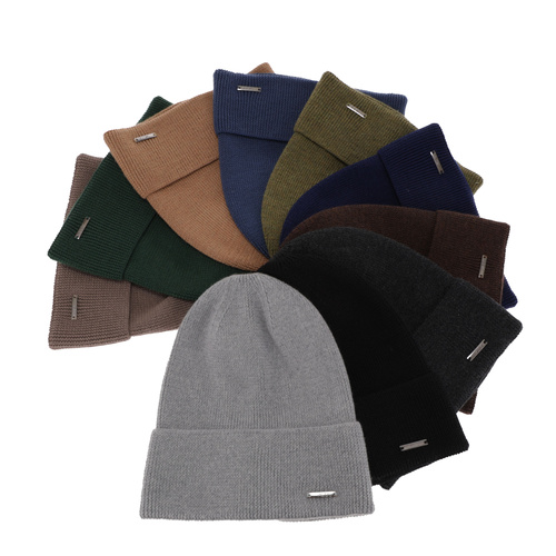 Bonnet d'hiver homme, bleu marine, avec laine mérinos, Memfis