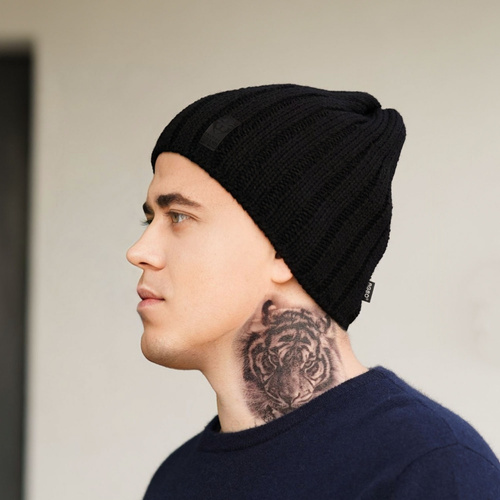 Bonnet d'hiver homme, noir, Derek