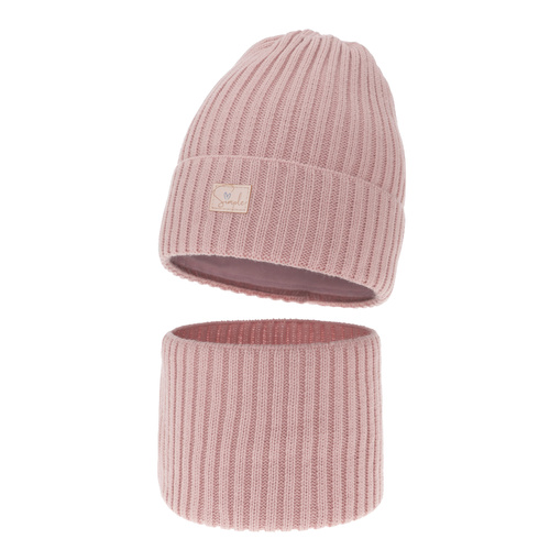Ensemble d'hiver fille: bonnet et snood, rose, Tampa