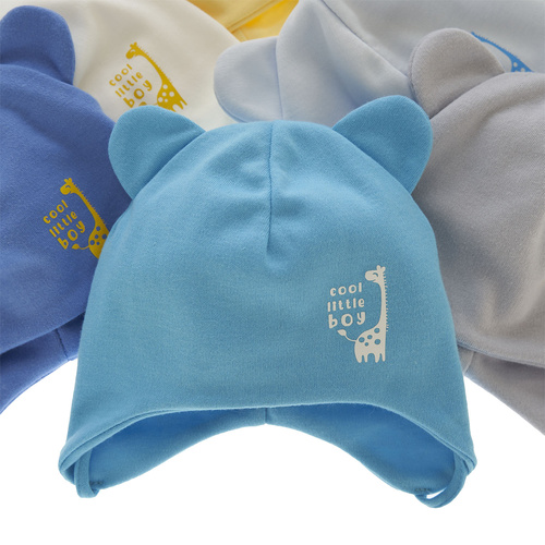 Bonnet automne/printemps garçon, crème, avec liens, Figo