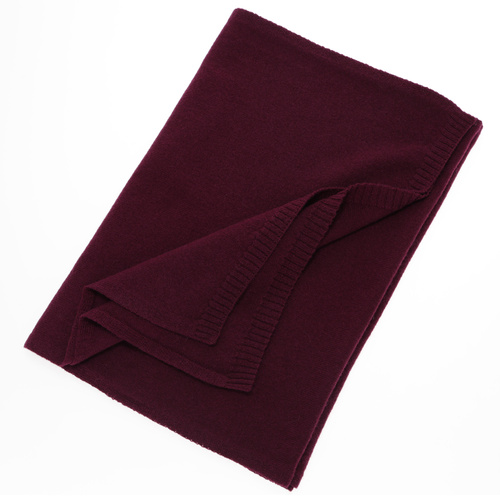 Écharpe d'hiver femme, bordeaux, laine mérinos avec cachemire, Irenia