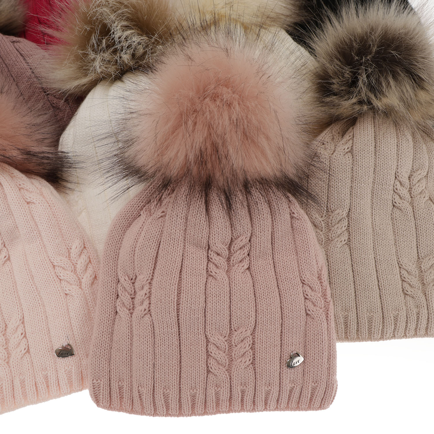 Ensemble d'hiver fille: bonnet et snood, noir, avec pompon, Amaltea