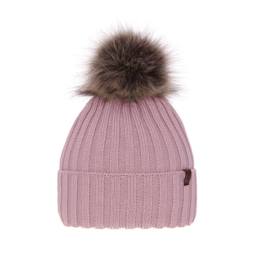 Bonnet d'hiver femme, rose, avec laine mérinos, Texa
