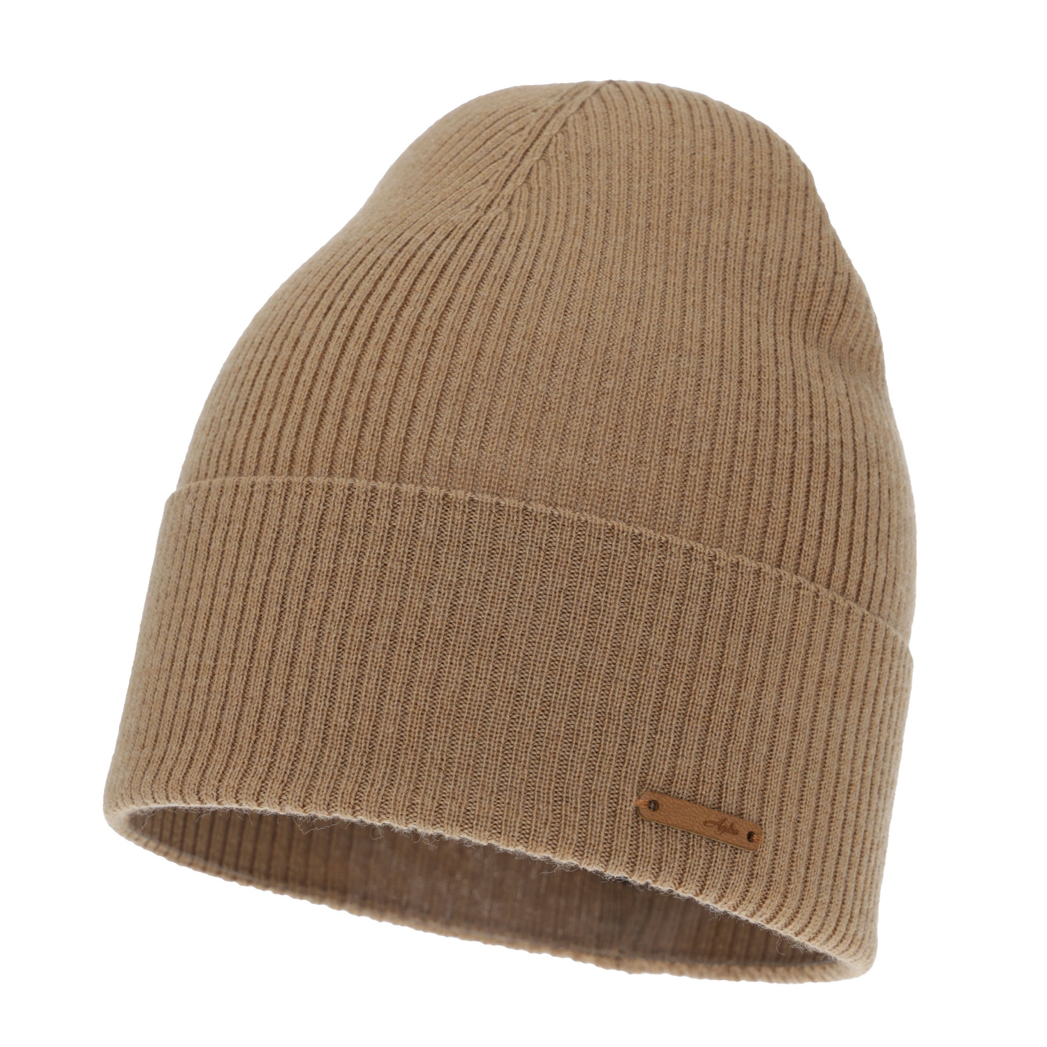 Bonnet automne/printemps femme, camel, 100% Laine Mérinos, Flerra