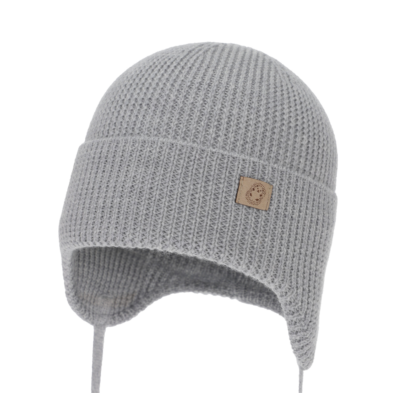 Bonnet d'hiver/automne/printemps garçon, gris, 100% Laine Mérinos, avec liens, Bakadi