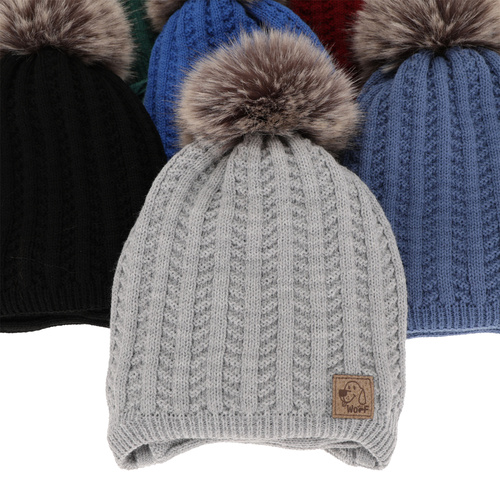 Ensemble d'hiver garçon: bonnet et snood, beige, avec pompon, Endo