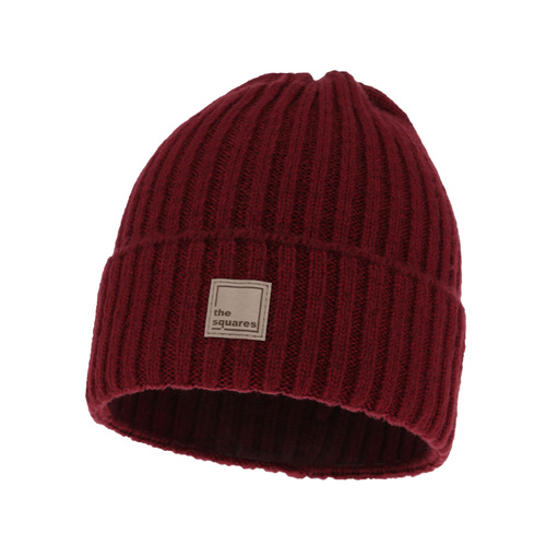 Bonnet d'hiver femme, bordo, avec laine mérinos, Benedetta