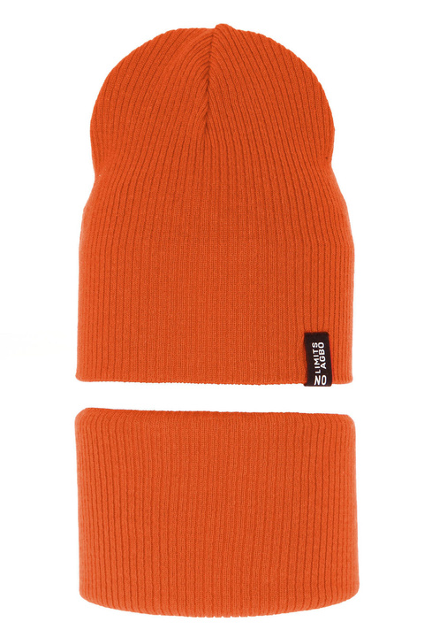 Ensemble automne/printemps enfant: bonnet et snood, avec coton, orange, Tunis