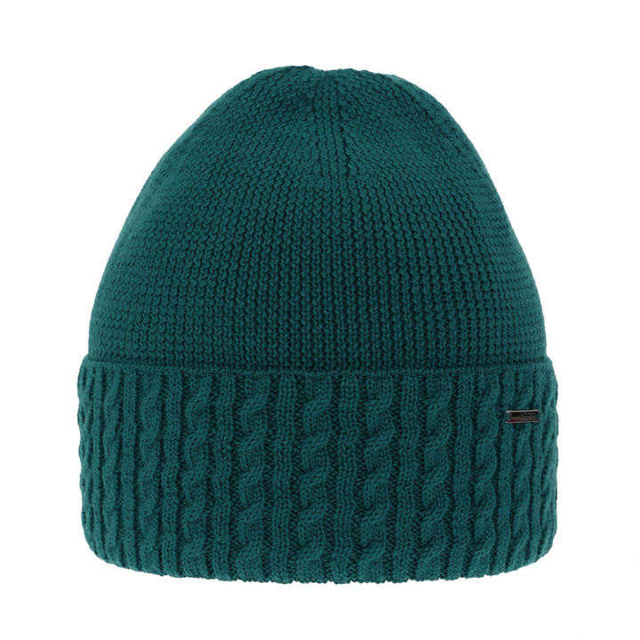 Bonnet d'hiver femme, hiver, émeraude, avec laine mérinos, Febe