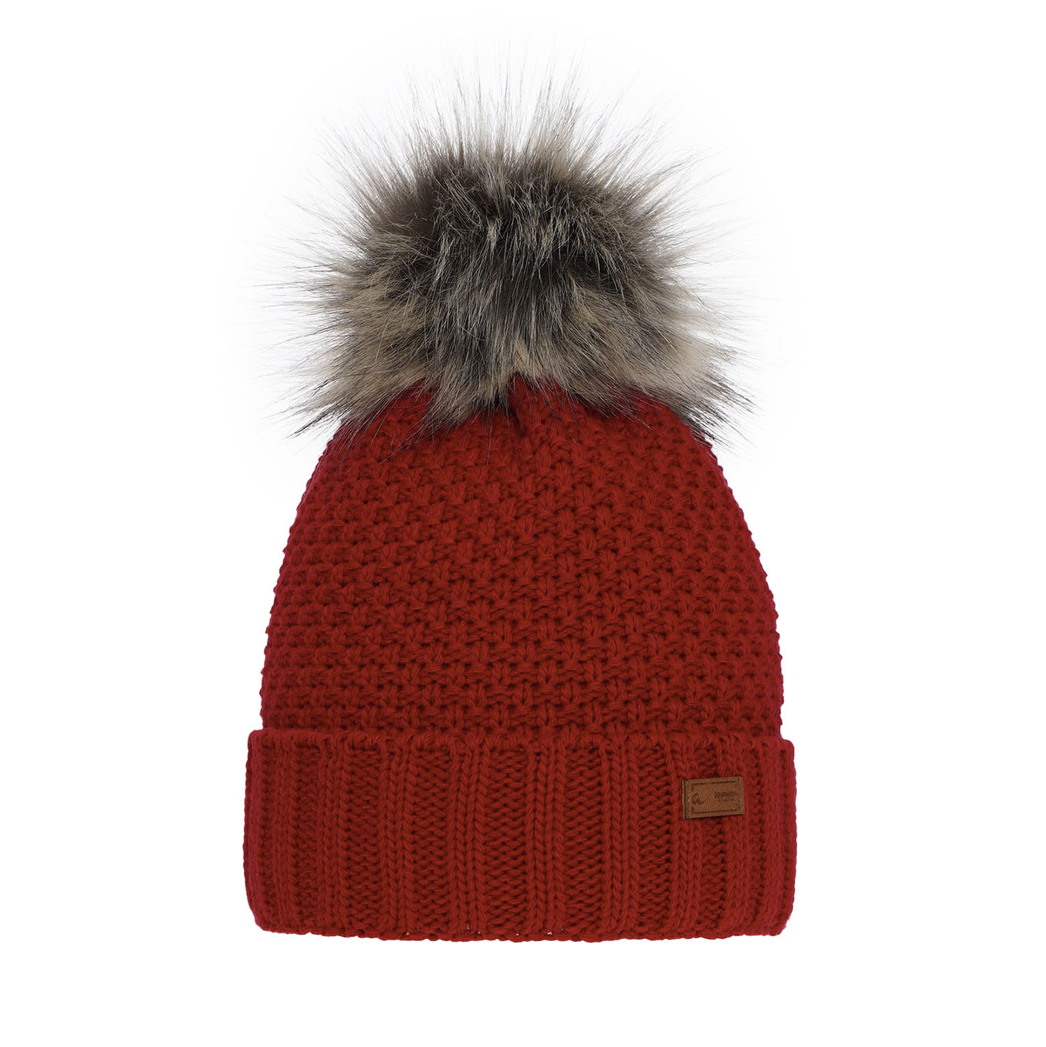 Bonnet d'hiver fille, rouge, avec pompon, Pola