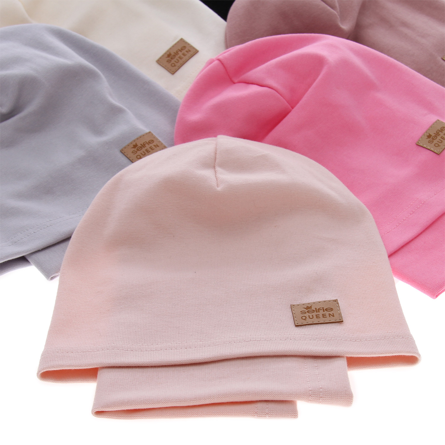 Ensemble automne/printemps fille: bonnet et snood, crème, en coton, Selfie
