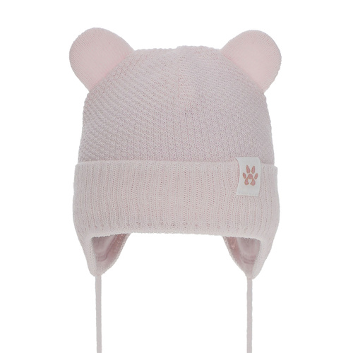 Bonnet d'hiver fille, rose, avec liens, Lala