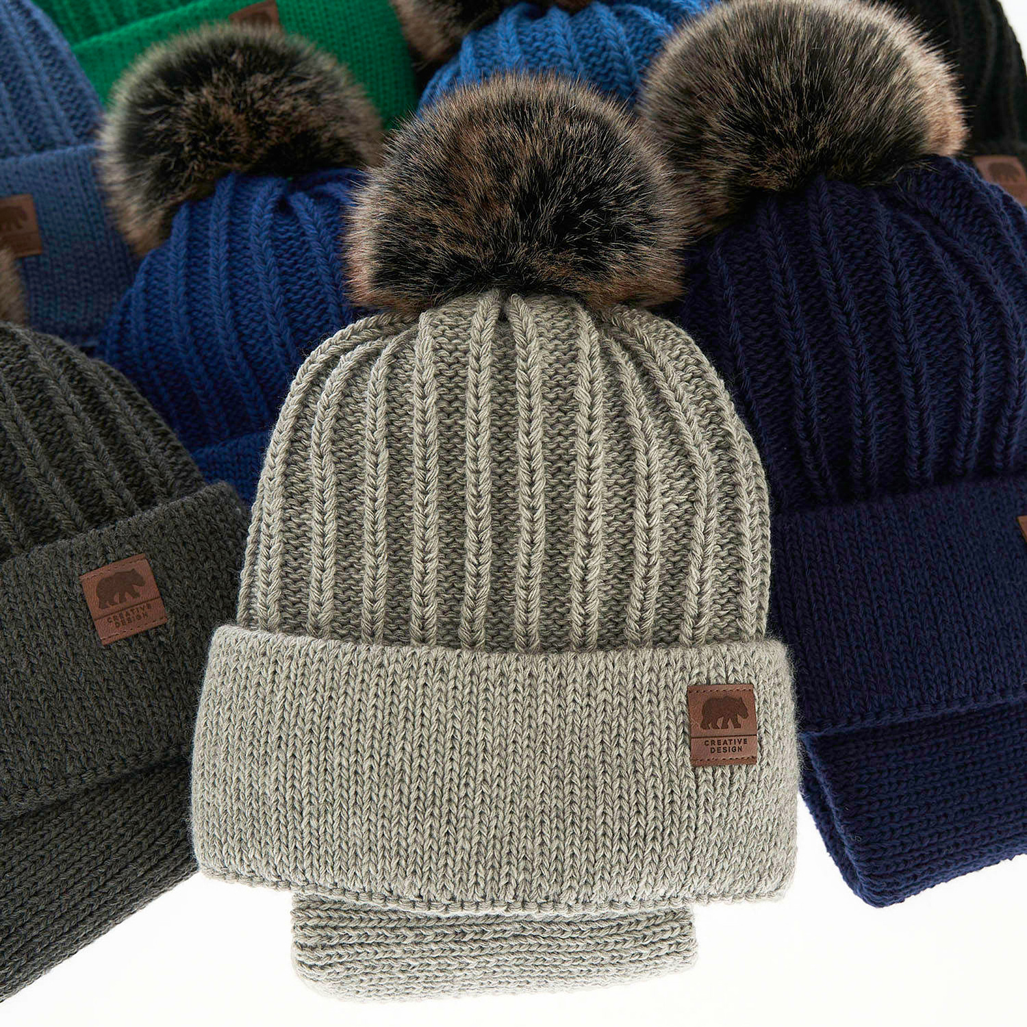 Ensemble d'hiver garçon: bonnet et snood, bleu, avec pompon, Havier