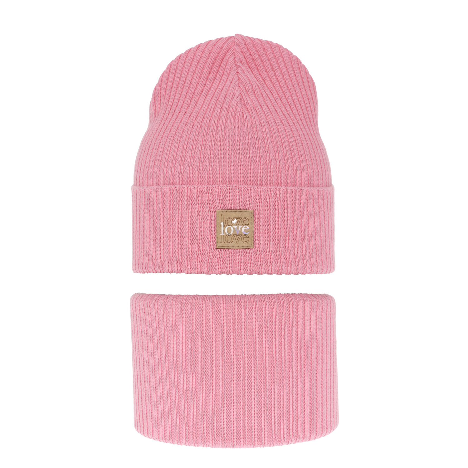 Ensemble automne/printemps fille: bonnet et snood, avec coton, rose, Furora