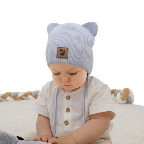 Bonnet d'automne, de printemps pour garçon, bleu marine, à oreilles Dewin