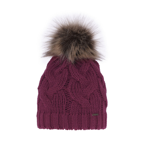 Bonnet d'hiver femme, rose, avec pompon, Terri