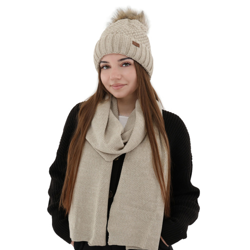 Écharpe d'hiver femme, beige, Agora