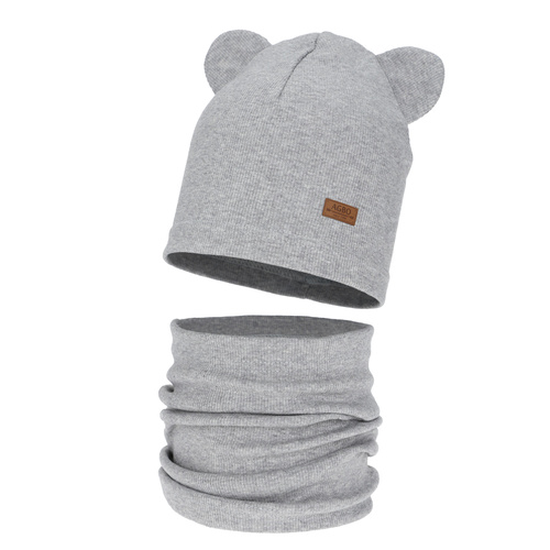 Ensemble automne/printemps garçon: bonnet et snood, gris, Gregory