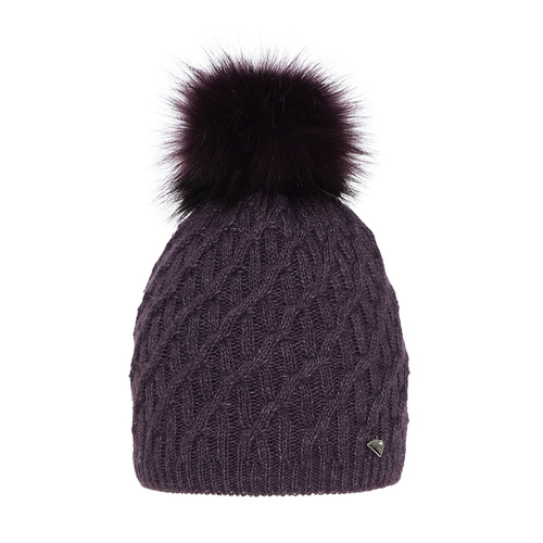 Bonnet d'hiver femme, violet, avec pompon, Kaskada