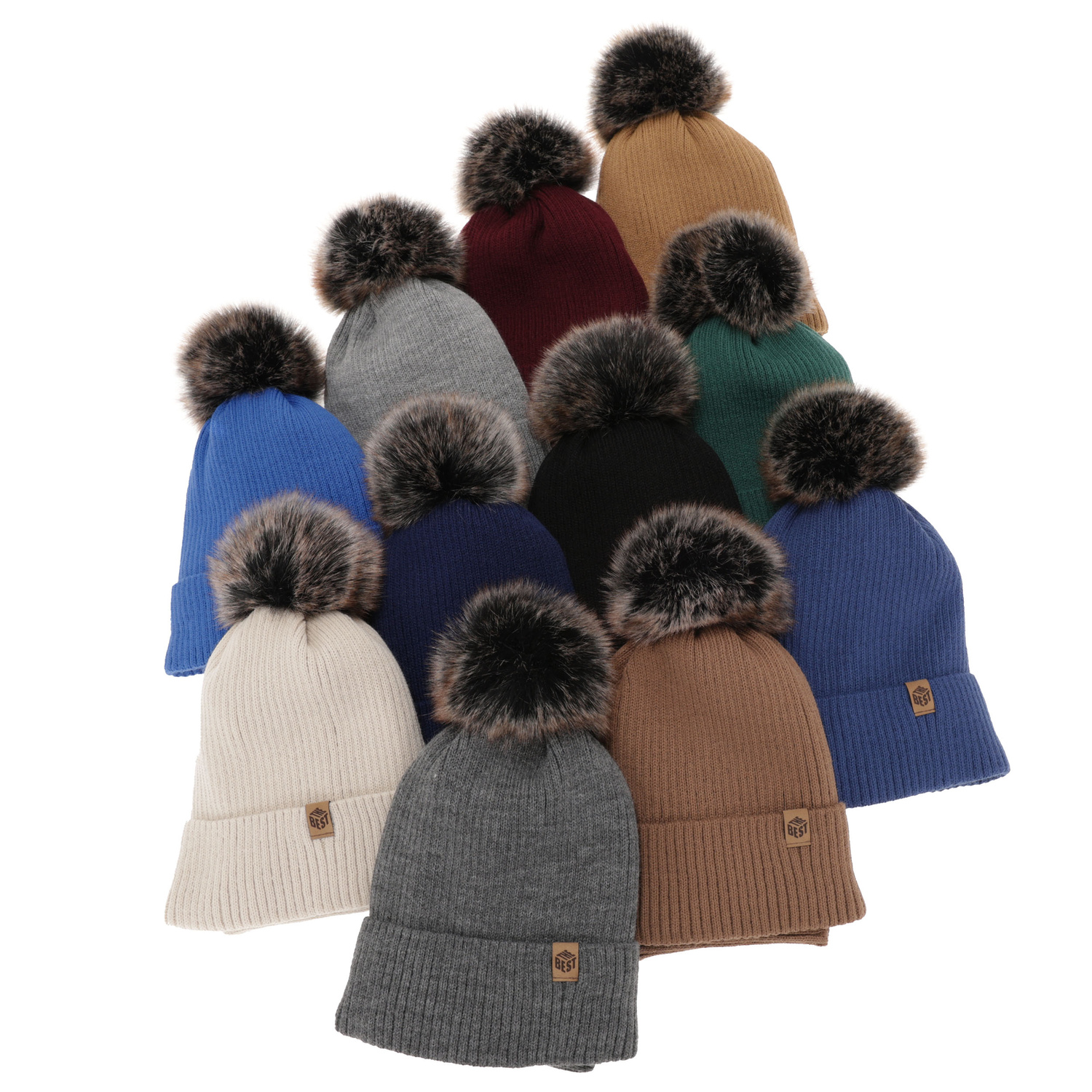 Ensemble d'hiver garçon: bonnet et snood, beige, avec pompon, Wizar