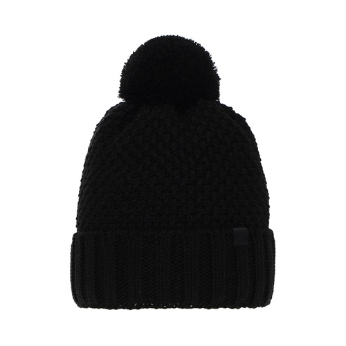 Bonnet d'hiver garçon, noir, avec pompon, Polins