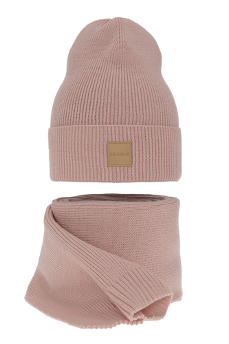 Ensemble d'hiver femme: bonnet et écharpe, rose, Nathalie