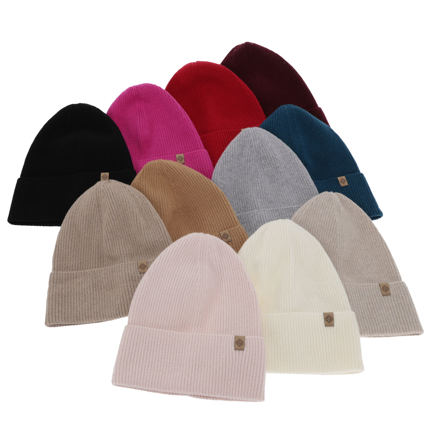Bonnet d'automne/hiver femme, crème, avec laine mérinos et cachemire, Alineta