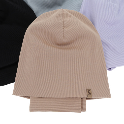 Ensemble automne/printemps fille: bonnet et snood, en coton, marron foncé, Bravura