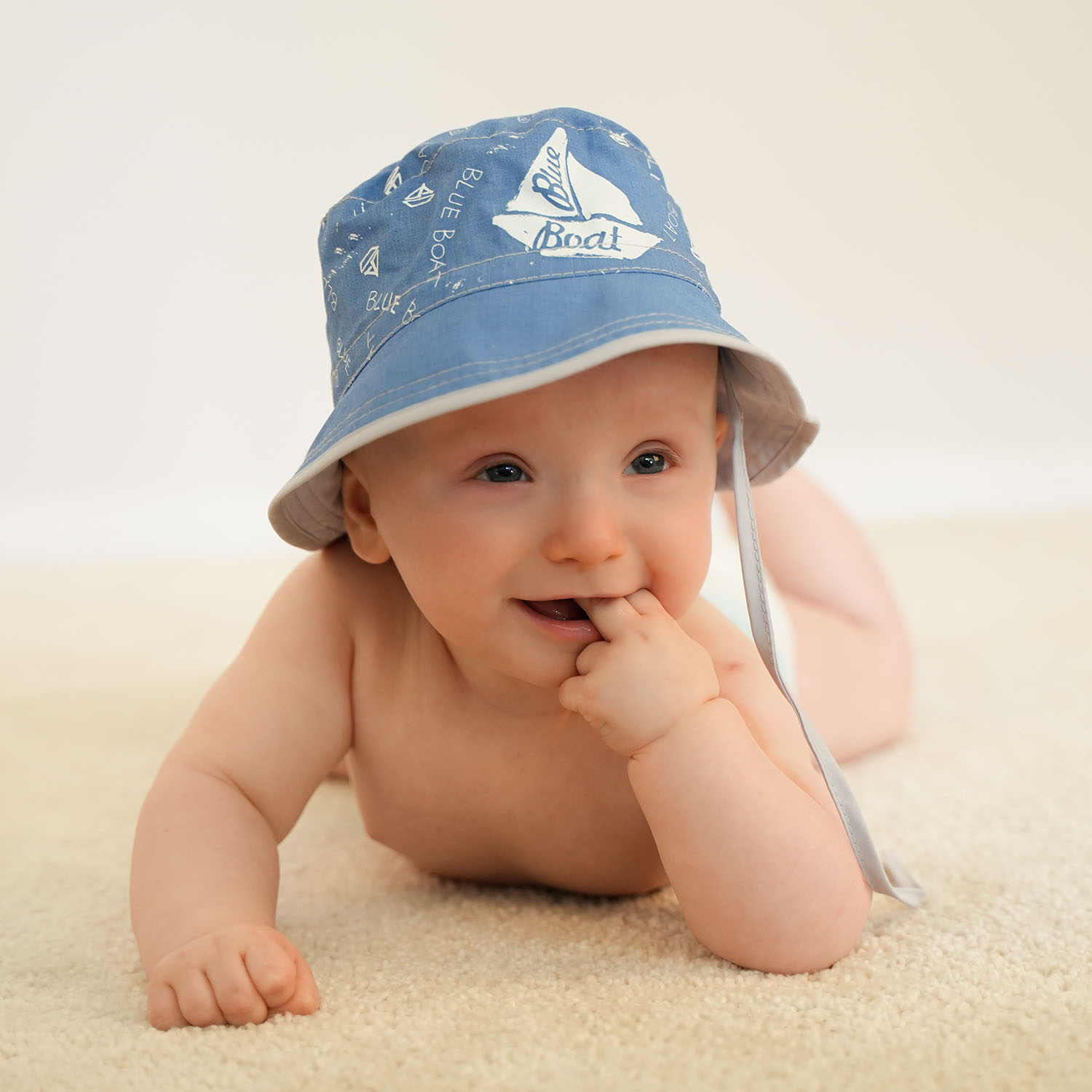 Chapeau garçon, automne/printemps, bleu, coton, Boat