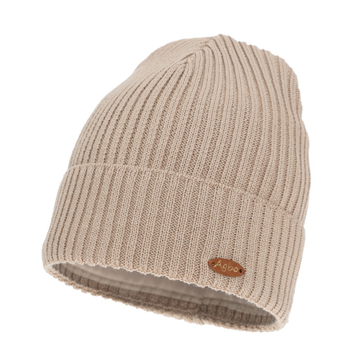 Bonnet d'hiver pour femme, beige, avec laine mérinos Shila