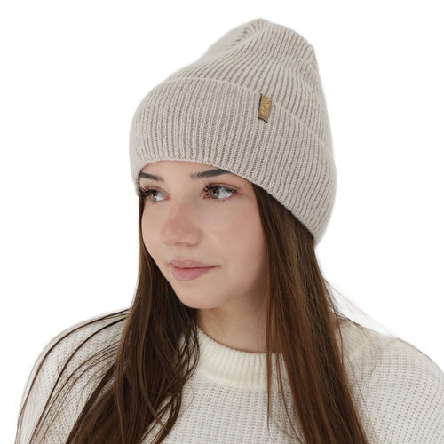Bonnet d'hiver femme, beige, avec laine mérinos, Tahoe