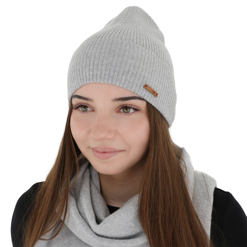 Bonnet automne/hiver femme, gris, 100% Laine Mérinos, Flerra