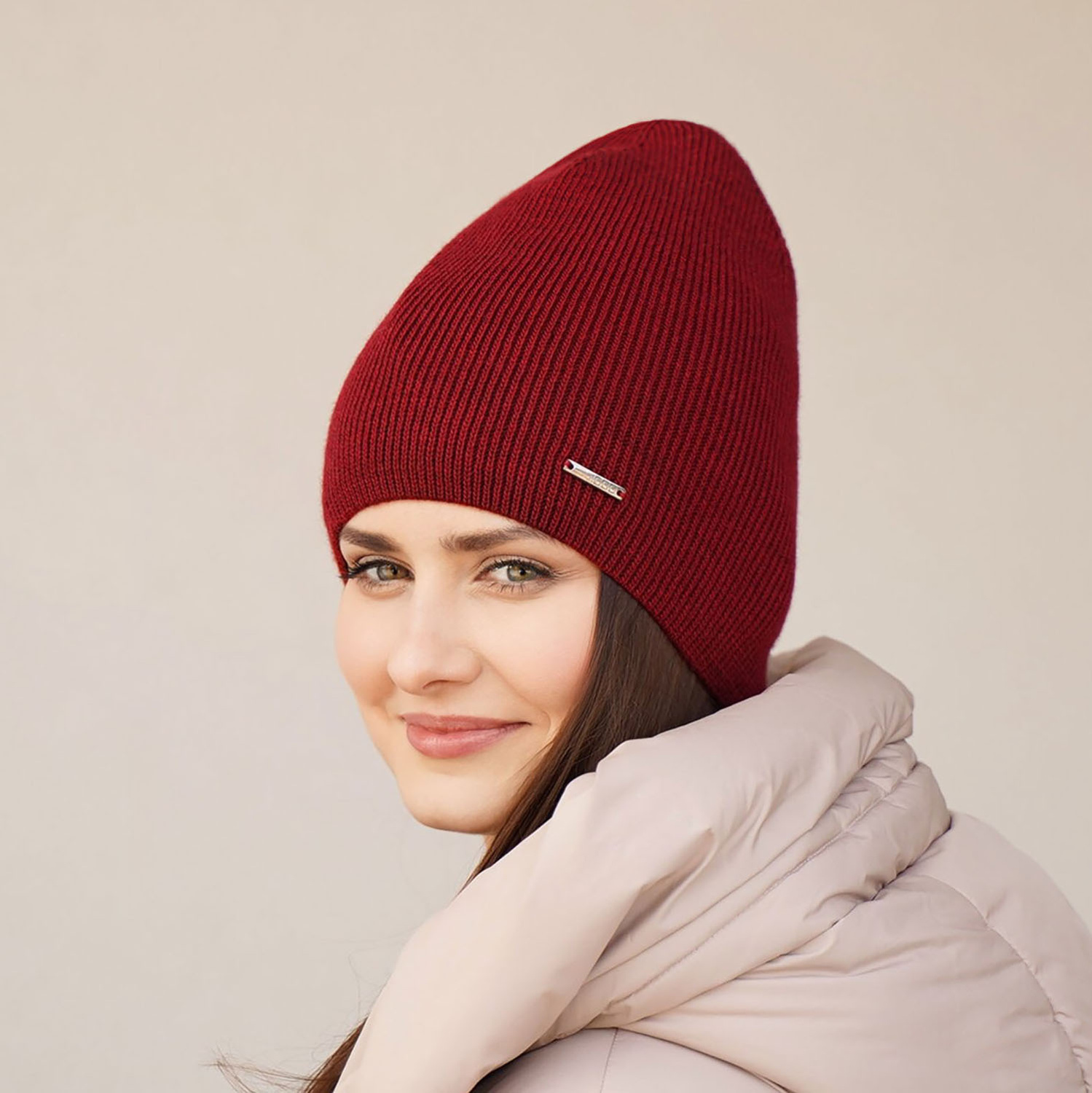 Bonnet d'hiver femme, bordo, Veneda