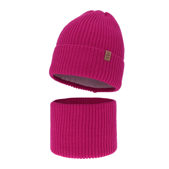 Ensemble d'hiver fille: bonnet et snood, amarante, Edera