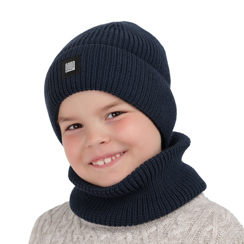 Ensemble d'hiver garçon: bonnet et snood, camel, Amadeo