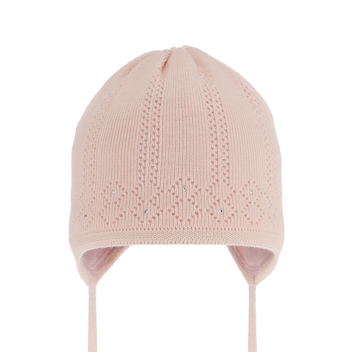 Bonnet automne/printemps fille, rose, avec liens, Antila