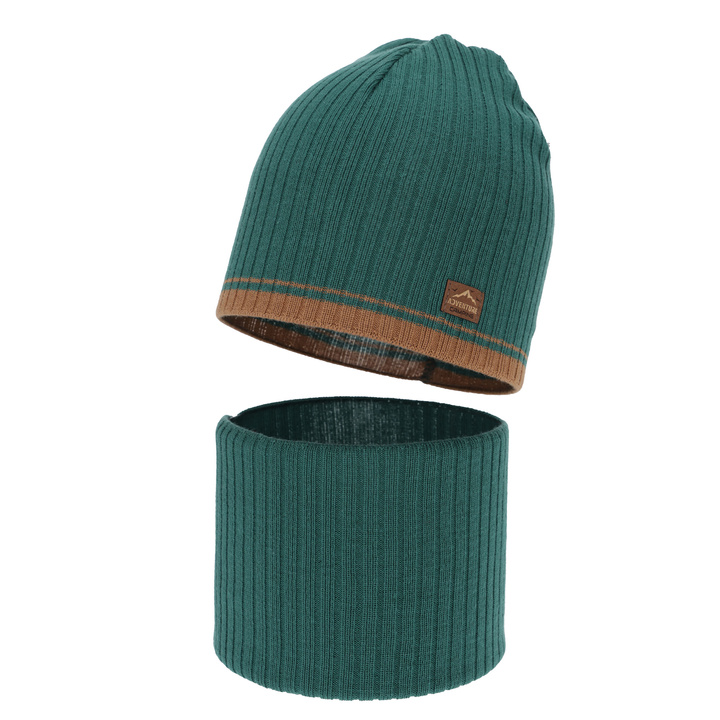 Ensemble automne/printemps garçon: bonnet et snood, avec coton, smeralda, Eirik