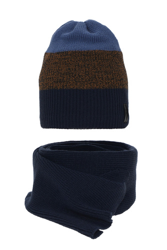 Ensemble d'hiver garçon: bonnet et écharpe, bleu marine, Sonik