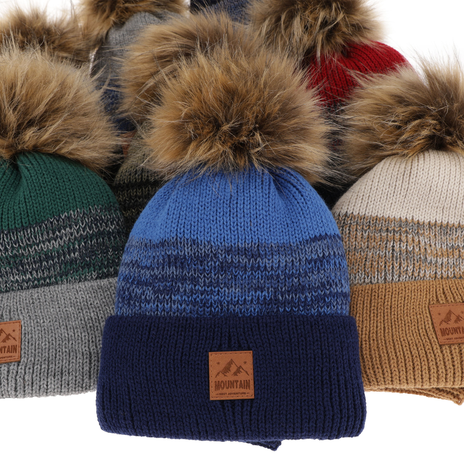 Ensemble d'hiver garçon: bonnet et snood, bleu, avec pompon, Buffalo