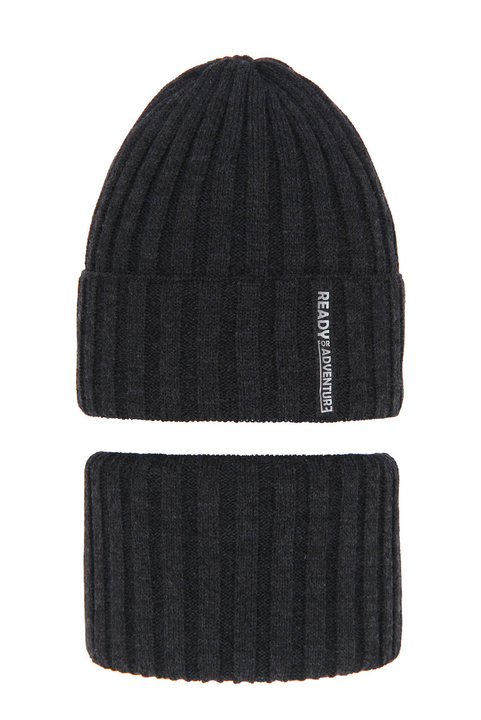 Ensemble d'hiver garçon: bonnet et snood, gris foncé, Livido