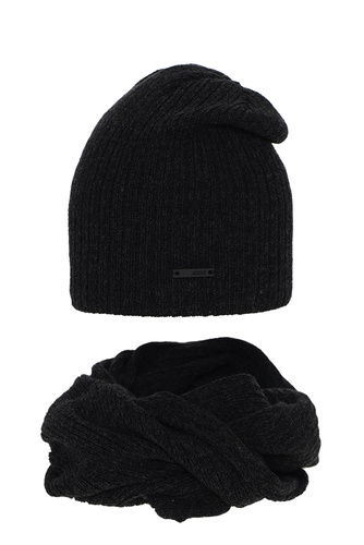 Ensemble d'hiver garçon: bonnet et snood, gris, Elmer
